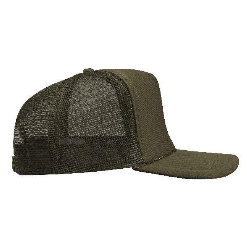 OTTO Polyester Foam Front 5 Panel High Crown Mesh Back Trucker Hat - Ol. Green - Image 5
